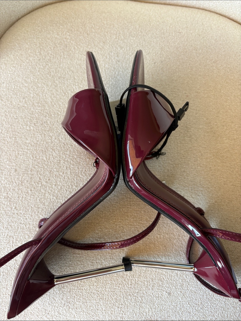 Zara Patent Strappy Heels in Deep Wine - Picture 8 of 9